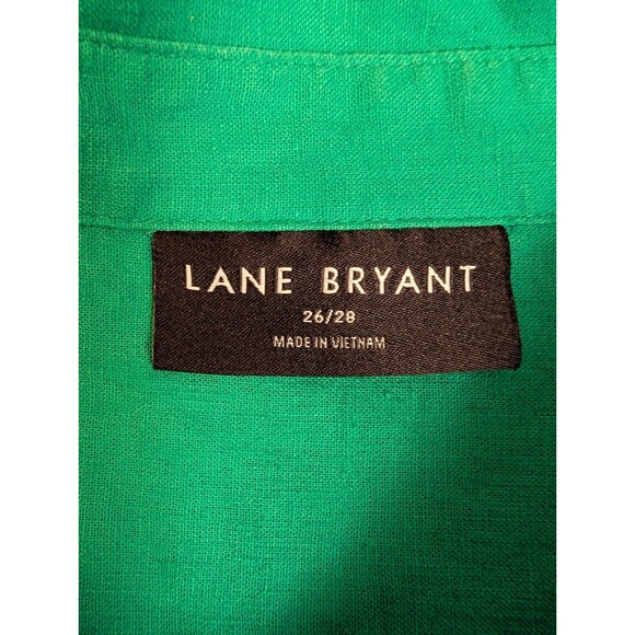 Lane Bryant Womens Top Plus 26/28 Button Up Shirt Linen Blend Kelly Green - Picture 5 of 13